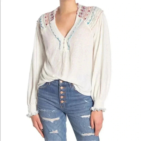 Free People Siesta Fiesta Embroidered Tunic Top - Picture 2 of 3